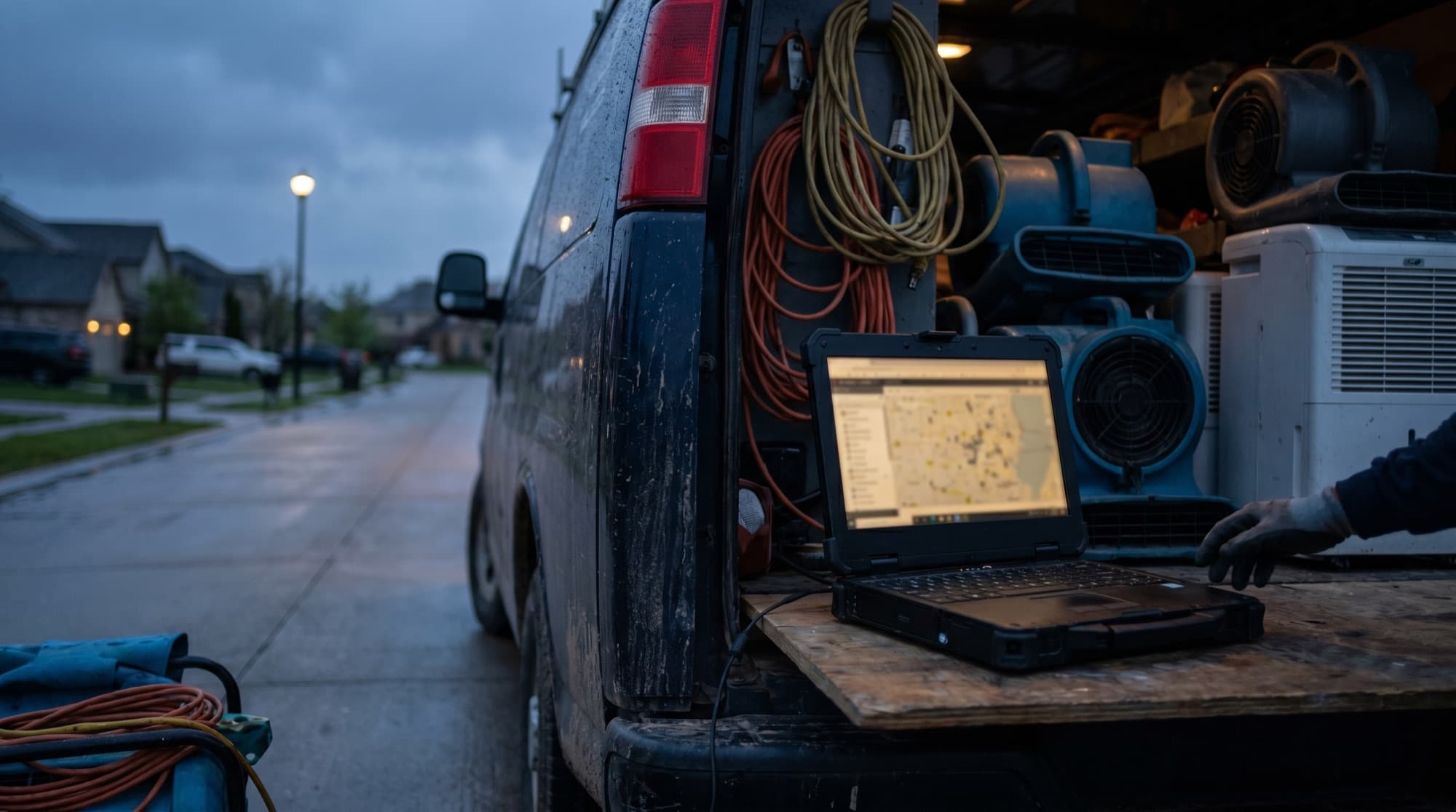 Mitig8 dispatch system routing the nearest crew