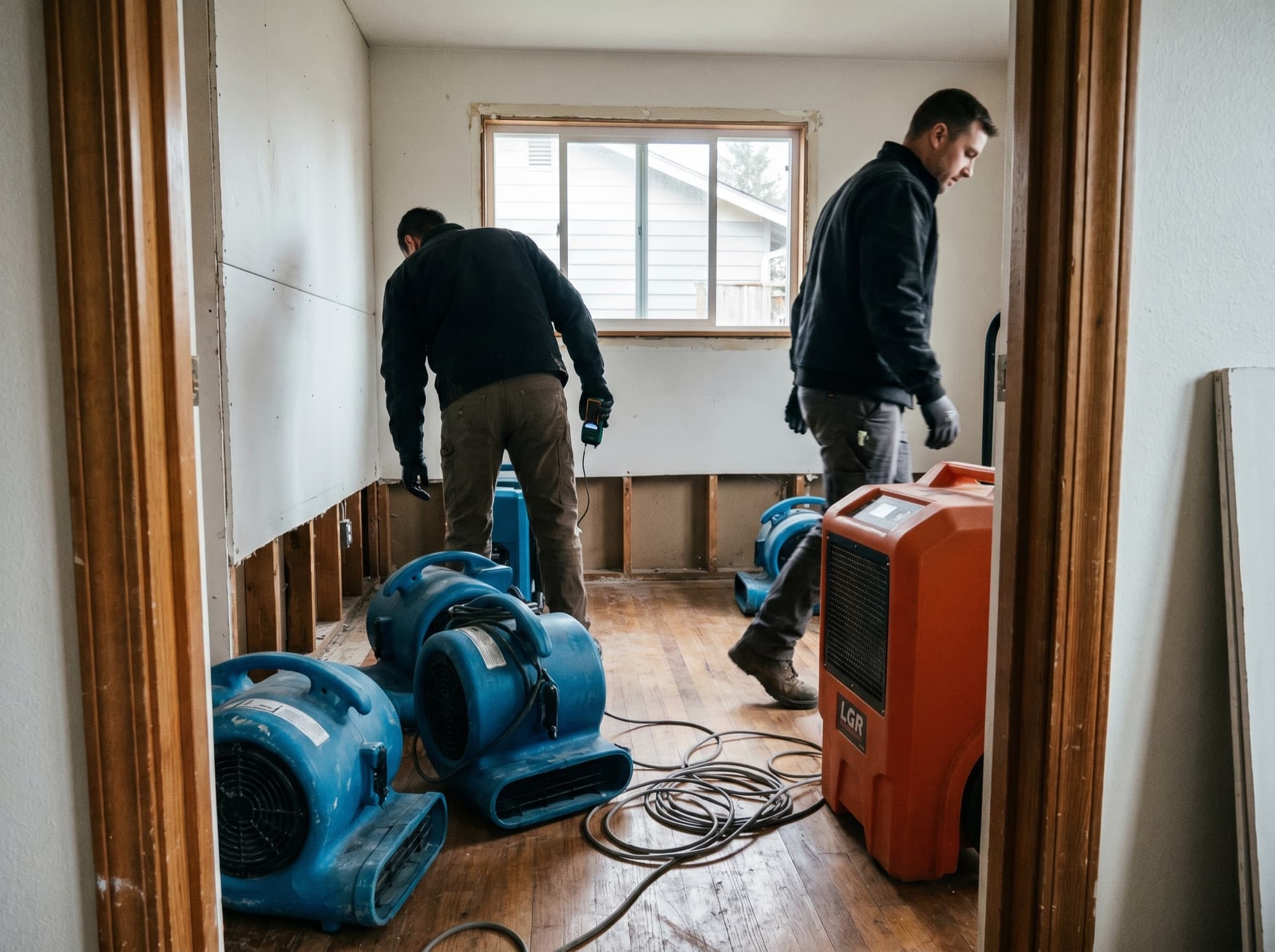 Mitig8 water damage restoration crew working a Clark County job site